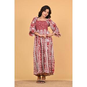 Vestido Maxi Boho de Algodón Indio con Estampado Floral para Mujer, Vestido de Fiesta de Verano de Manga Larga con Volantes, Estilo Hecho a Mano - Product Image 2