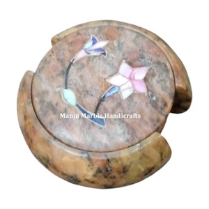 Wholesale High Quality Soapstone Coasters Set for Coffee Tea Kitchen Dining Table <b>Decoration</b> Includes Stone Holder - Product Image 4