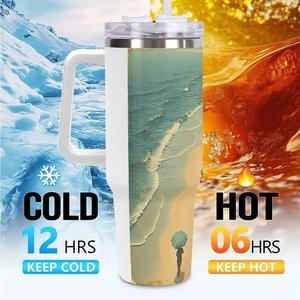 แก้วน้ำเก็บอุณหภูมิแบบกำหนดเอง ขนาด 40 ออนซ์ ทำจากสแตนเลส ลายวิวชายหาด - Product Image 6