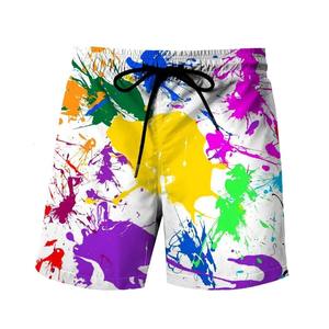 Shorts de bain pour hommes à séchage rapide, imprimé éclaboussures de peinture 3D, cordon de serrage, taille élastique, shorts de plage décontractés, shorts de bain d'été - Product Image 2