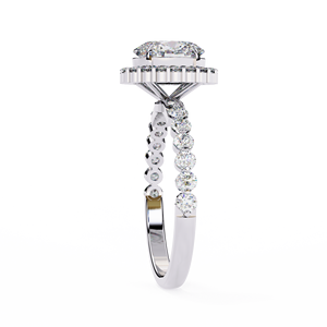 Women's Oval Cut Natural Diamond Halo Engagement <b>Ring</b> With Round Side Diamonds White Gold GIA Certified Classic Style - Product Image 3