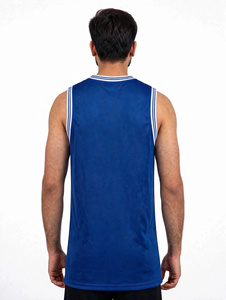 Camiseta de Baloncesto sin Mangas con Cuello Redondo Azul para Hombre, Transpirable, Antibacteriana, de Secado Rápido, Bordado 3D, Impresión Digital, Poliéster, Corte Regular - Product Image 2