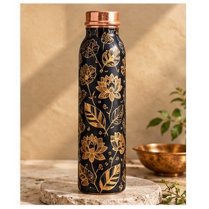 Botella de agua de cobre con diseño de cigüeña, tapa de cobre, artículos de bebida portátiles para viaje, diseño oriental - Product Image 2