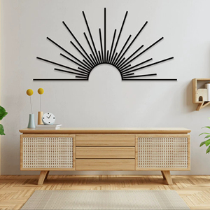 Arte de pared de metal con diseño de sol, escultura decorativa negra hecha a mano, ideal para colgar en la pared, ideal para la cocina, comedor, decoración moderna del hogar - Product Image 1