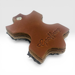 พวงกุญแจสแตนเลส Geoffrey พร้อมสายหนัง สีแทน สีดำ สีน้ำตาลเข้ม สีน้ำตาลโบราณ สีครีม สีดำครีมมี่ ขนาด L 9 ซม. X W - Product Image 1