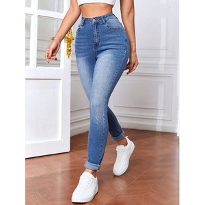 Pantalones vaqueros de mezclilla de cintura alta transpirables y rectos para mujer, talla grande, estilo casual, para primavera, proveedor BD - Product Image 6