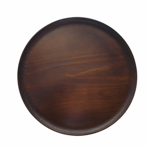 Plato Redondo de Madera Pulida Moderna, Color Marrón, Vajilla Sólida para Servir, Plato para Bodas, Platos Base para Mesa - Product Image 1