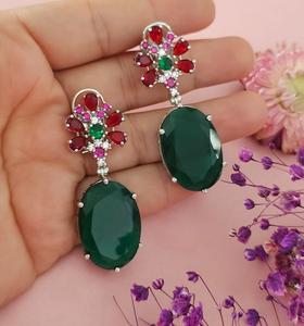 Pendientes Colgantes de Latón Plateado con Moissanita, de Alta Calidad, Elegantes y Modernos para Bodas y Fiestas, para Mujer - Product Image 2