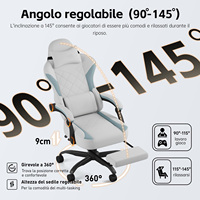 Chaise de jeu en tissu avec repose-pieds, inclinable à 90-145 degrés, forme en S, ergonomique, chaise de course, chaise d'ordinateur pour esports, Cadeira
