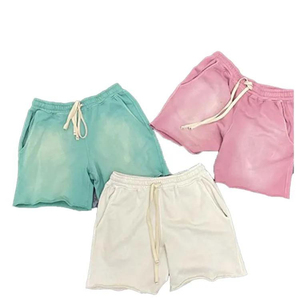 Shorts en laine vintage tendance pour hommes, taille haute, avec cordon de serrage, 100 % polyester, couleur unie, décontracté, streetwear, hip-hop, été, anti-UV - Product Image 1