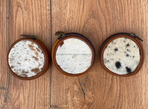 Véritable cuir de vachette porte-monnaie élégant pochette portefeuille sac à main en cuir de forme ronde Style occidental unisexe pochette à monnaie - Product Image 3