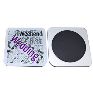 Imán Acrílico Cuadrado Morado con Palabra 'Wedding' para Refrigerador, Adhesivo Decorativo para Boda - Product Image 4