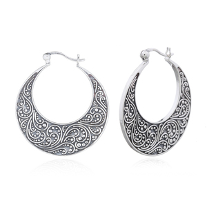 Mystic Antique Bohemia Women's 925 Sterling <b>Silver</b> <b>Hoops</b> - Product Image 2