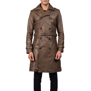Abrigo de Cuero Tipo Gabardina – Talla Grande, Resistente al Viento, Invierno, OEM, ODM, Venta al Por Mayor - Product Image 1