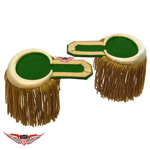 Epaulettes Bordadas Personalizadas KEW Verdes con Flecos Dorados, Accesorio de Tela Elegante - Product Image 1