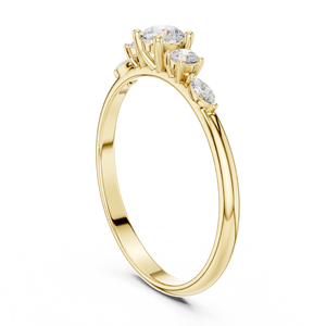 Bague de fiançailles en or jaune avec diamant taille ronde et pierres latérales marquise pour femme, bijoux fins - Product Image 3