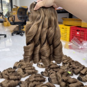 Extensiones de Cabello Humano Vietnamita Virgen, Doble Trama, Súper Doble Estirado, Color Marrón Miel, Rizos Funmi Voluminosos, para Tejido y Pelucas - Product Image 4