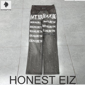 HONEST EIZ Jean en denim coupe droite pour femme, respirant, taille haute, longueur intégrale, style vintage, écologique, séchage rapide, automne - Product Image 1