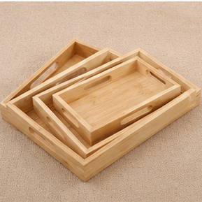 Wooden Rectangle <b>Storage</b> Trays Minimalist Design Durable Indoor Kitchen <b>Tabletop</b> Accessory - Product Image 3