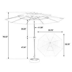 Ombrellone da Patio in Alluminio a 3 Livelli con Inclinazione Automatica, 3 Metri, per Tavoli da Mercato, Bordo Piscina - Grigio Chiaro (Base Non Inclusa) - Product Image 2