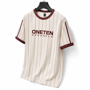 ONETEN APPARELS T-shirt décontracté pour homme, manches courtes, col rond, coupe classique, 100% coton jersey, logo imprimé sur le devant, respirant - Product Image 5
