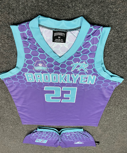 Ensemble d'uniformes de basketball personnalisés professionnels, légers, avec maillot et short imprimés par transfert thermique, motif cyan 23, unisexe adulte - Product Image 4