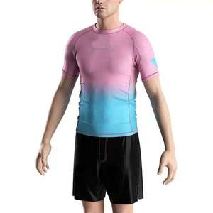Custom Men's Short Sleeve Rashguard Compression Shirt MMA BJJ Gradient Dry Fit Sport Base Layer Swimming Surf <b>T</b>-shirt Gym Wear - Product Image 3