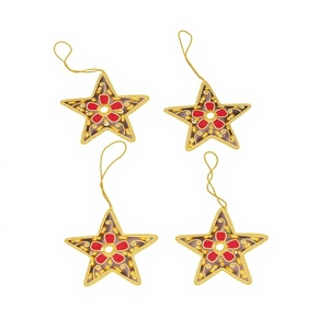 Fabricante y exportador de adornos colgantes para árboles de Navidad con bordados a mano y cuentas Zari, nuevo diseño de decoración colgante navideña. - Product Image 4
