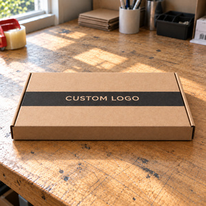 Custom Kraft Mailer <b>Box</b> with Printed <b>Black</b> Band and Logo Corrugated Ecommerce Packaging - Product Image 2