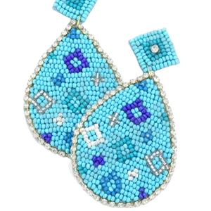 Pendientes con cuentas de cristal de flores Vintage para unisex patriótico naranja blanco azul colores para boda - Product Image 1