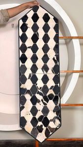 Western Handmade Genuine Hair-on Leather <b>Table</b> <b>Runner</b> Black & White Checkered Patchwork Elegant Style Home Decor <b>Dining</b> <b>Table</b> - Product Image 5