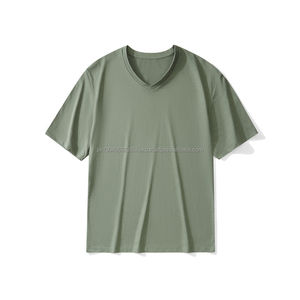 T-shirt Homme Haute Qualité 180 GSM Rafraîchissant et Respirant, Col V Manches Courtes Grande Taille, Couleur Unie Coupe Décontractée Décontracté 2026 - Product Image 3