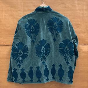 Chaqueta de terciopelo vintage con cremallera para mujer, abrigo de forro polar texturizado floral de cuello alto y corte oversize - Product Image 6