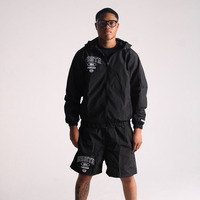 Ensemble coupe-vent en nylon à capuche pour homme, couleurs personnalisées, imperméable et respirant, survêtement avec short, streetwear décontracté, sweat-shirt