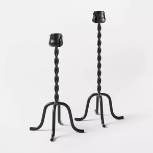 Vintage design matt black PVD coated cast aluminum candle holder set <b>twisted</b> <b>taper</b> <b>candlestick</b> holder customization options - Product Image 6
