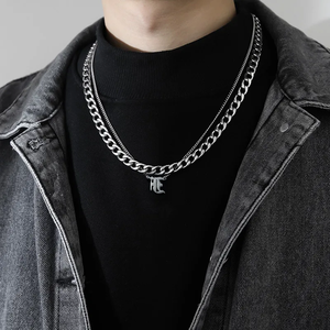 ชุดเครื่องประดับฮิปฮอป ลายหยดน้ำ ทำจากสแตนเลสสตีล ชุบทอง 18K สร้อยคอจี้เพื่อลุคเท่สไตล์คนเมือง - Product Image 3