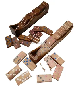 Handmade Wood 28 chips Domino Games for Kids and Adults
