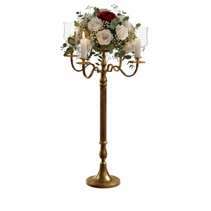 Luxury Candelabra for Wedding Decoration Centerpieces Metal Clear <b>Glass</b> Chimney Handmade Candelabra Christmas Decoration - Product Image 3