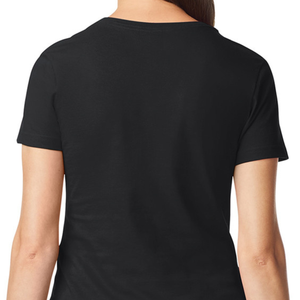 Camiseta de Cuello en V para Mujer, Negra, de Algodón Suave, Informal, de Manga Corta, Cómoda, Básica, Personalizable, Venta al Por Mayor para Damas - Product Image 5