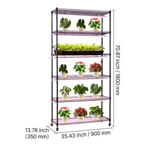 Scaffale per Piante da Interno a 6 Livelli con Illuminazione LED 150W 3800K, Alimentazione USB, Ruote e Timer, Altezza 71 Pollici - Product Image 2