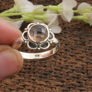 925 Sterling <b>Silver</b> Bezel Setting Citrine Brilliant Cut Handmade Classic <b>Boho</b> Dainty Solitaire <b>Ring</b> Certified Jaipur Unisex - Product Image 3