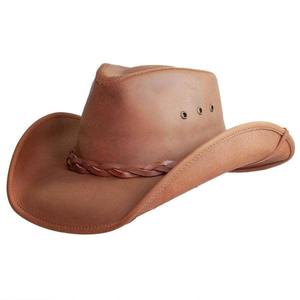 Chapeau de cowboy en cuir véritable de qualité supérieure, à large bord, style western ranch outback, avec bande tressée et sangle de mentonnière, taille personnalisée - Product Image 4