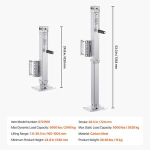 Martinetto per Rimorchio Girevole con Capacità di Carico Statico di 3630 kg, Altezza di Sollevamento 72,4 cm, con Maniglia e Azionamento ad Aria per Uso Automobilistico - Product Image 6