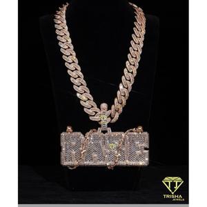 <b>Custom</b> RADC Letter Pendant Moissanite Diamond 925 Sterling Silver Gold Plated Hip Hop <b>Name</b> <b>Necklace</b> GIA Certified Iced - Product Image 3