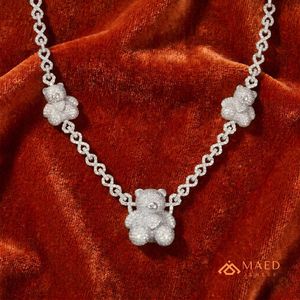 Collier pendentif ours en argent sterling et moissanite, bijoux de mode, chaîne fine, style élégant pour hommes et femmes, New York City - Product Image 2
