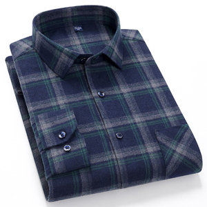 Chemise en flanelle à carreaux pour homme, manches longues, col rabattu, décontractée, pour le printemps, anti-rides, séchage rapide, écologique, 100% coton tissé - Product Image 5