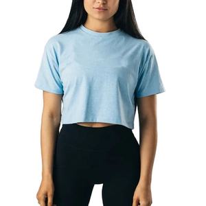 Haut court en tricot léger pour femmes, 100% coton écologique, col rond, respirant, séchage rapide, été - Product Image 2