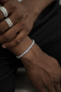 <b>Mens</b> 925 silver moissanite tennis bracelet round cut luxury engagement style jewellery iced out bracelet gift for <b>men</b> wear - Product Image 6
