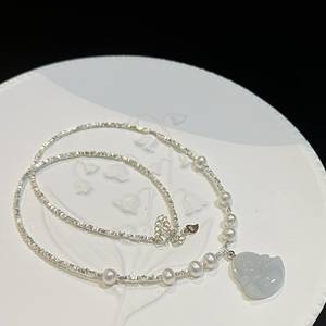 Collier pendentif Bouddha Maitreya en argent massif S925 naturel, pierre de lune presque ronde avec de légères imperfections, design de bijoux en pierres précieuses - Product Image 2