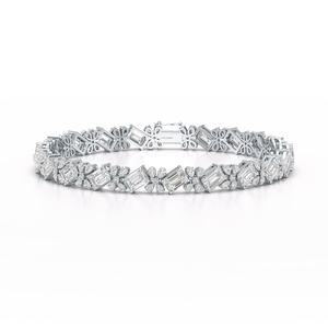 Pulsera de Plata con Diamantes Cultivados en Laboratorio para Mujer, Diseño Moderno, Diamantes en Forma de Pera Esmeralda, Color DEF, Claridad VVS/VS, 15 Gramos, 12.05 Quilates - Product Image 1